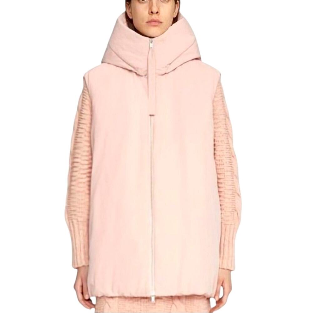 Jil Sander Pink Hooded Down Puffer Vest NWT Duck Down Size 40 US 10